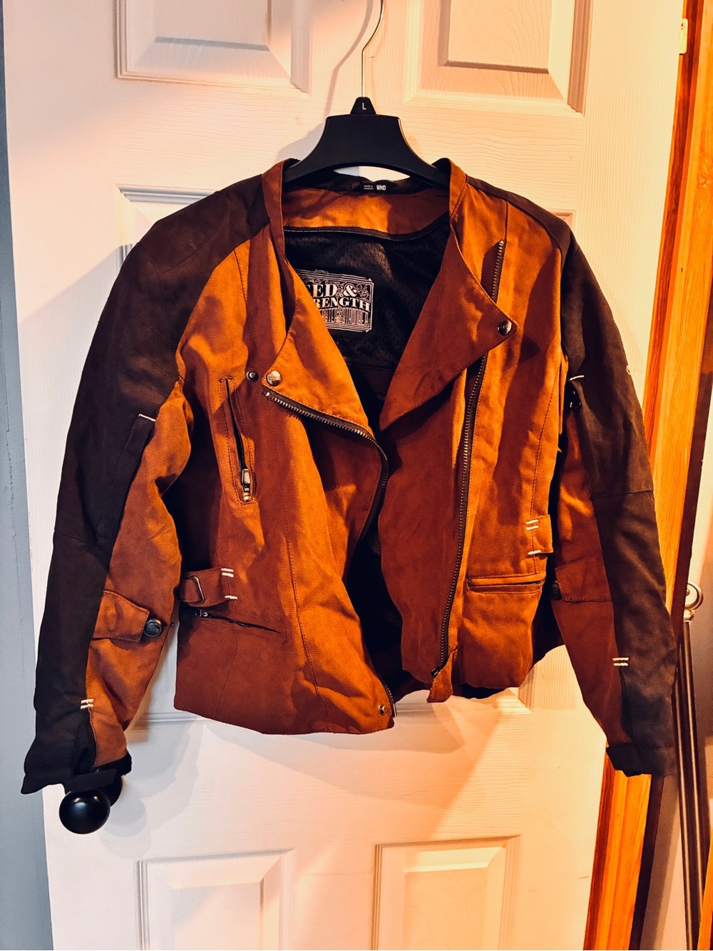 Women's Two-Tone Brown Suede Motorcycle Jacket